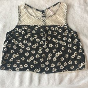 Flower Sleeveless, Open-Back Top